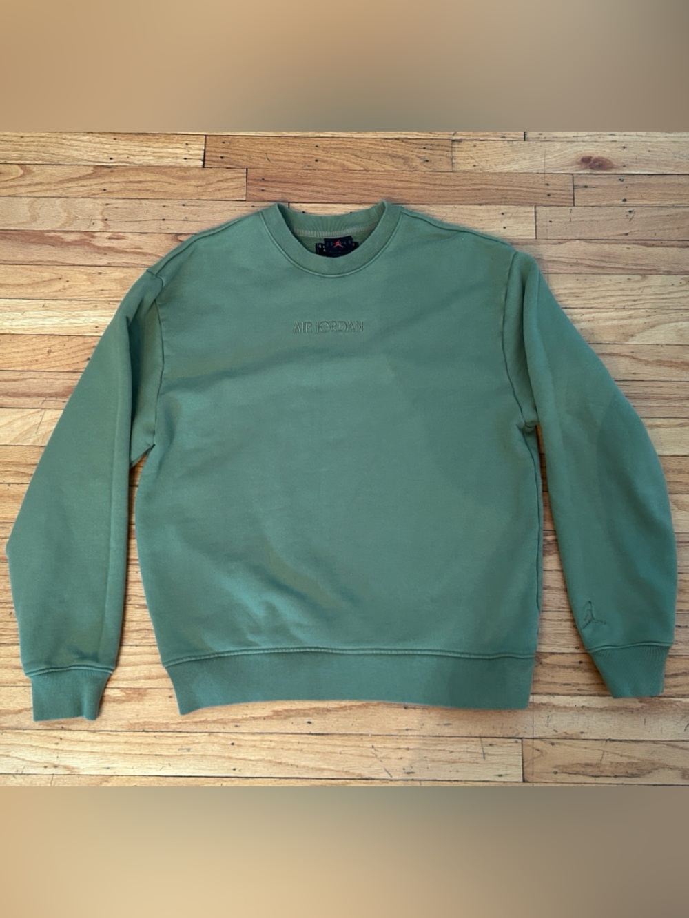 Nike Air Jordan Wordmark Fleece Crew-Neck Sweatshirt Sky J Light Olive Medium